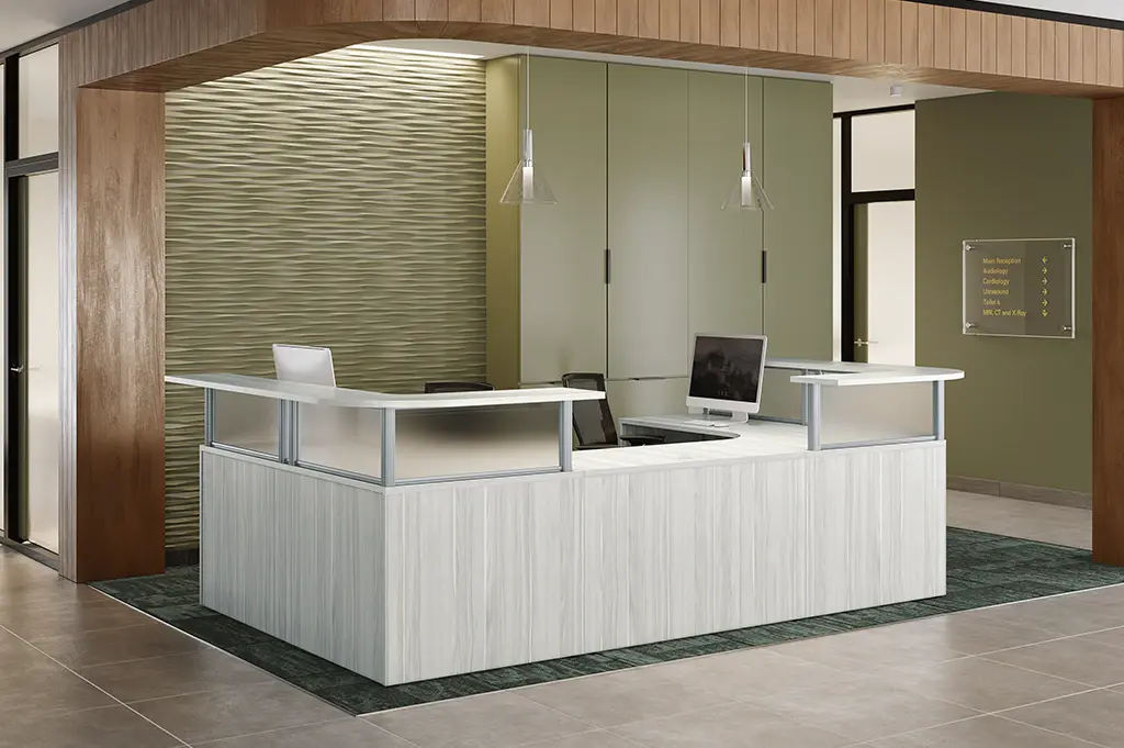 Our large selection of reception desks can be customized to fit any environment